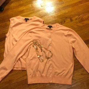 JCrew Jackie twinset cardigan & shell peach L